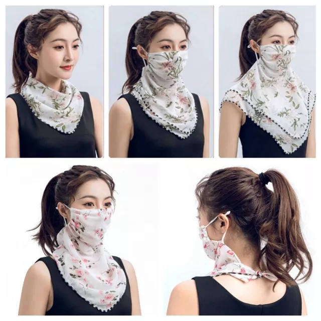 2pcs Chiffon Face Mask Breathable Scarves Sun Protection Scarf  Summer