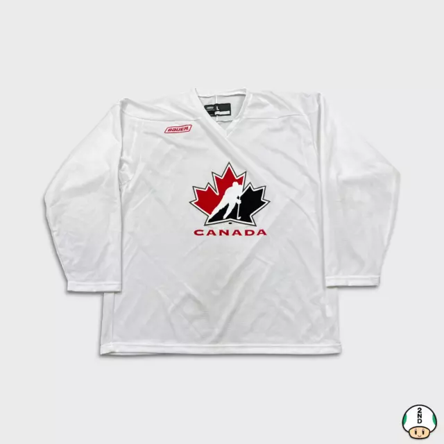 Vintage Y2K Bauer Mens Adult Team Canada NHL Hockey Practice Jersey Large White