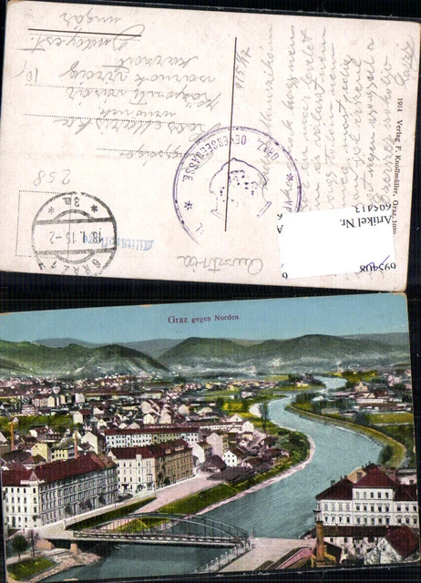 695413 Graz gegen Norden Feldpost Militärpflege n. Budapest