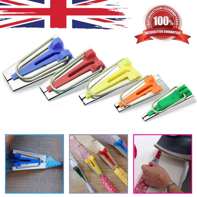 Fabric Bias Tape Maker Binding Quilting Sewing Tool 5pcs Set for Clothing Crafts