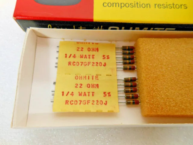 RC07GF220J Ohmite, 1/4 W, 22 Ohm, 5% Carbon Composition Resistor, Axial, (10 pc) 2