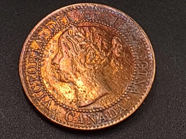 1859 CANADA (One 1 Cent) Large Penny - Queen Victoria Regina Toned Polished