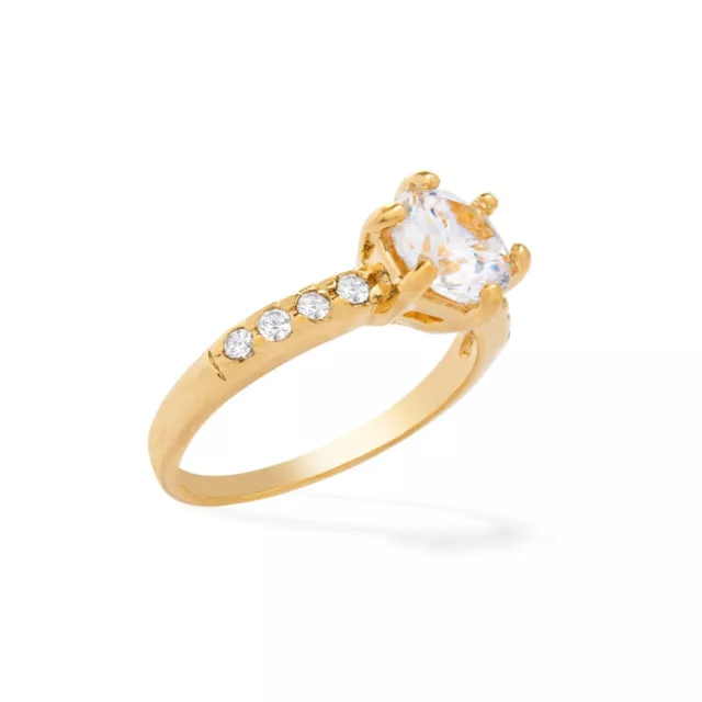 Yellow Gold Filled Solitaire Ring for Women with Cubic Zirconia, Cocktail Band