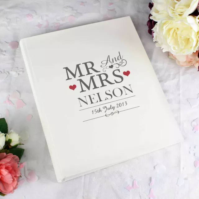 Personalised Mr and Mrs Traditional Photo Album Cream Wedding Album Anniversary