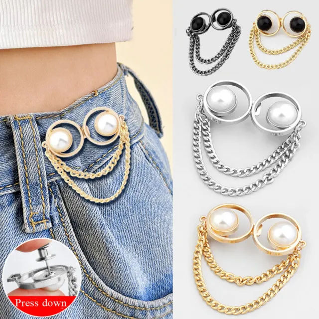 Hebilla de metal pantalones botón en la cintura botones de metal desmontables cadena imitada
