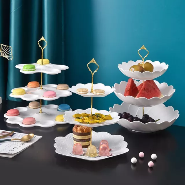 3 Tier Cupcake Display Fruit Plate Cake Stand Dessert Holder Table Trays