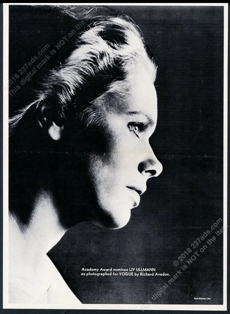 1973 Liv Ullmann big photo by Richard Avedon vintage trade print ad