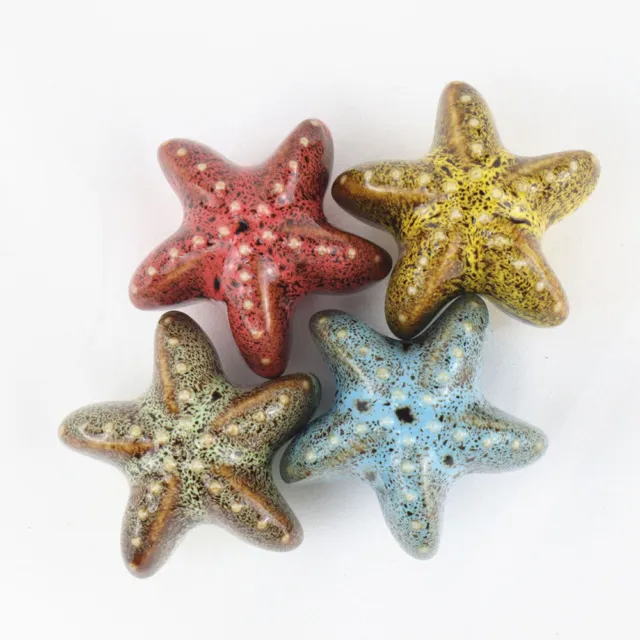 1PC Starfish Shape Ceramics Handle Cabinet Pulls Wardrobe Door Drawer Knobs DIY