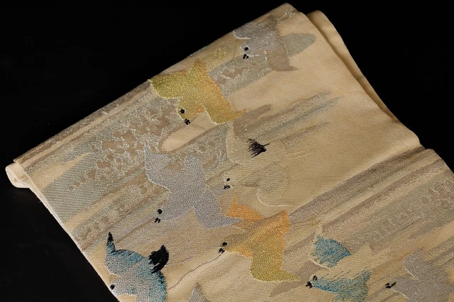 Stunning silk Nagoya obi! Mid 20th century ZB14
