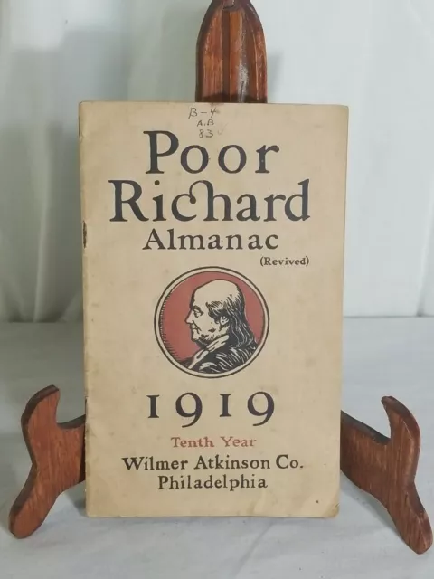 Poor Richard's Almanac Revived 1919 10th Year Wilmer Atkinson Co