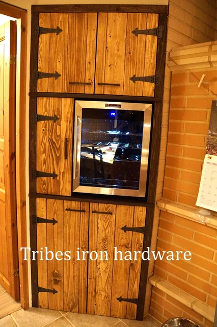 2 T Strap Hinges Wrought Iron Cabinet Door Window Antique Trunk Gate Hand Forged 3