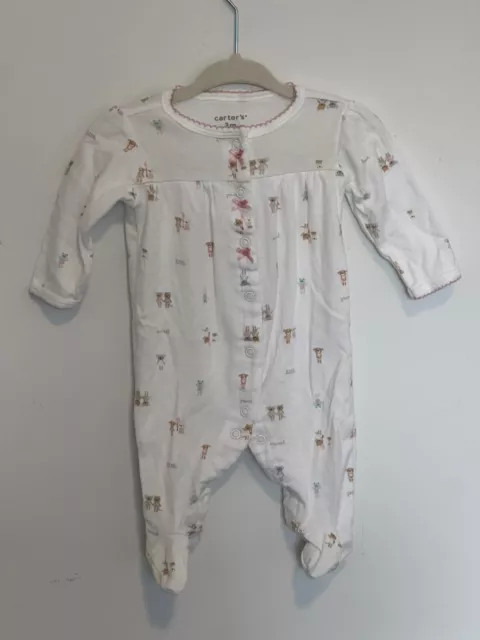 CARTER'S Cute Charming White Animal Print Sleeper Bodysuit/One Piece - Size 3m