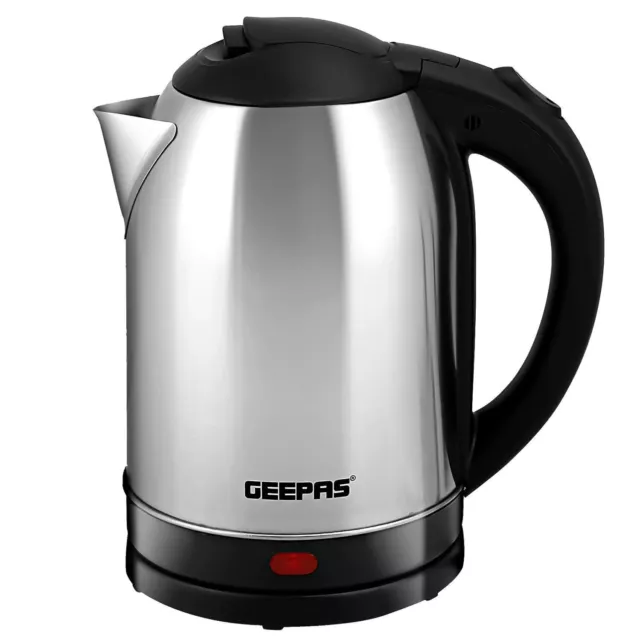 GEEPAS Stainless Steel Electric Kettle Cordless Jug 1.8L Overheat Protection