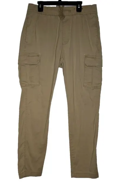 Hollister Men's Slim Cargo Brown Tan Khaki Pants Size US Medium Drawstring