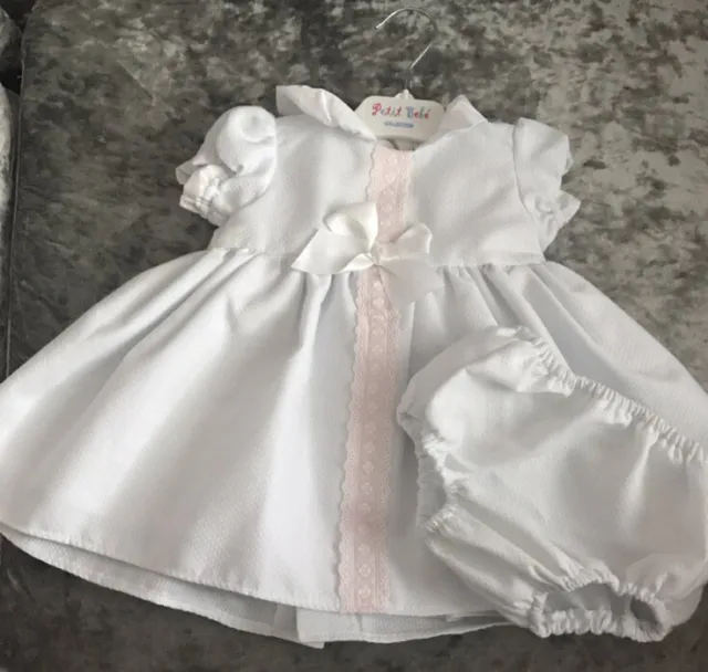 Petit Bebe Baby Girls Spanish White Dress Worn Once Aged 6 Months