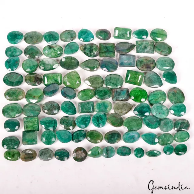 440 Ct/90 Pcs Natural Brazilian Green Emerald Mix Cut Loose Gems Wholesale Lot
