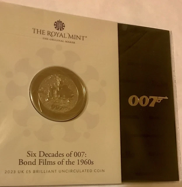 2023 ,Six Decades Of 007 : Bond Films Of The 1960s  , 2023 Uk £5 Bu Coin,Sealed