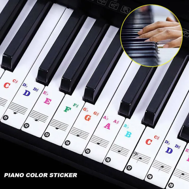 Colorful Big Letter Removable Stickers for 49/37/61/88 Key Piano Keyboard Decals