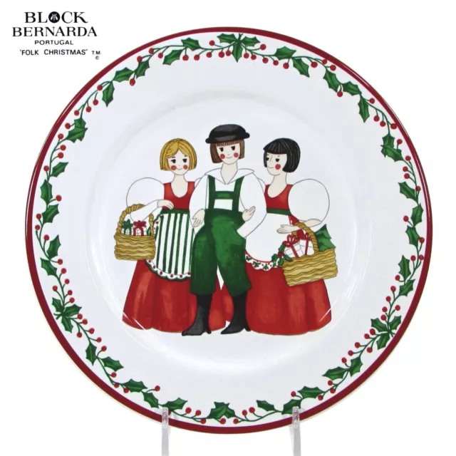 Block Bernarda FOLK CHRISTMAS 8" Salad Plate Lad In Arms of Ladies Portugal