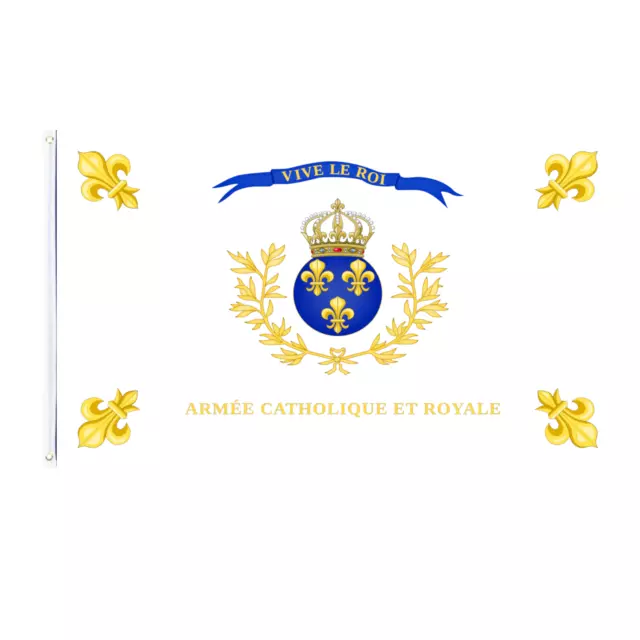 Drapeau Armée Catholique et Royale France 90x150cm ou 60x90cm/3x5ft or 2x3ft