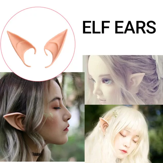 1 Pair Rubber Elf Ears Fairy Elven Pixie Hobbit Demon Halloween Costume Cosplay 3