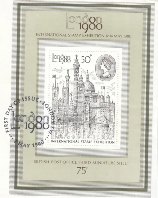 (108257) London Stamp Exhibition minisheet GB Used stamps 1980 ON PIECE