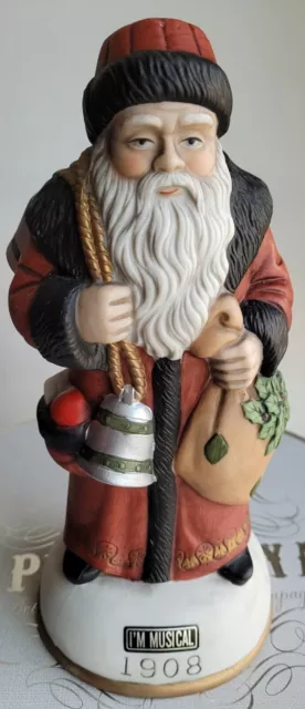 Vtg 1987~Flambro 1908 Buller Clos Musical Santa Figure~Porcelain Jingle Bells