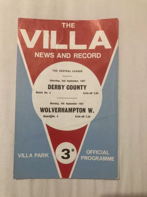 Aston Villa Res v Derby County Res / Wolverhampton Wanderers Res 1967/68