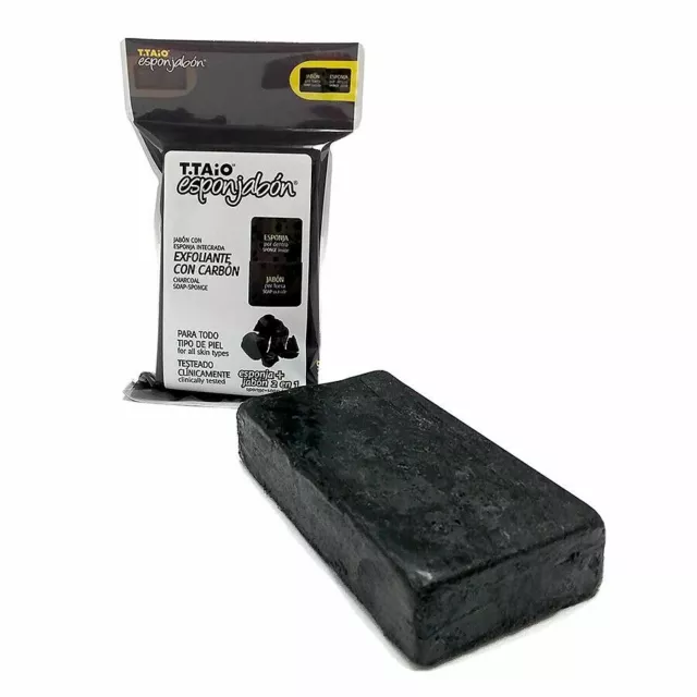 T-Taio Esponjabon Exfoliante Con Carbon Charcoal | Para Todo Tipo De Piel