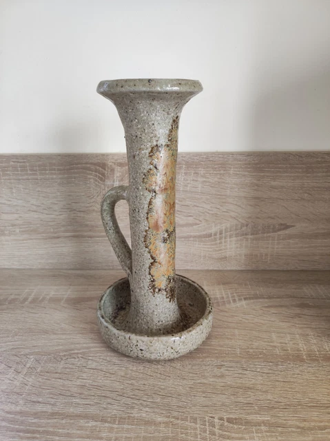 Ancienne Lanterne Bougeoir En Grès Pyrité – Déco Vintage Céramique Marron 16cm