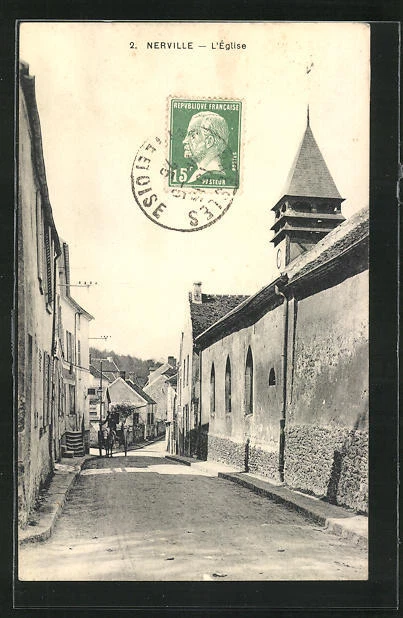 CPA Nerville, L´Èglise, vue de la rue 1925