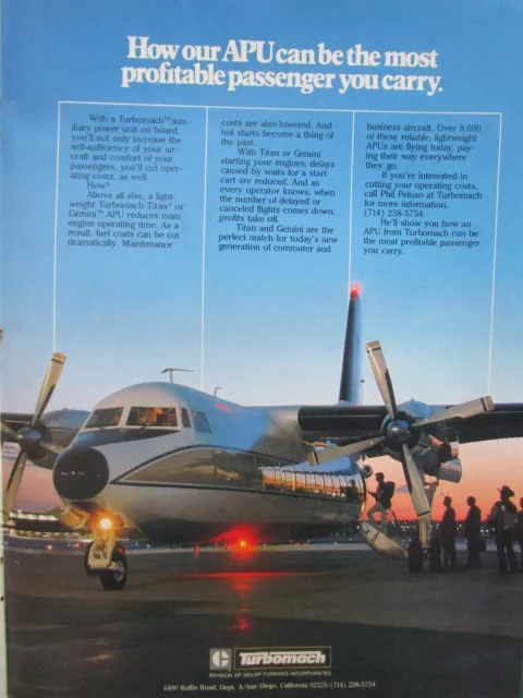 6/1982 Pub Turbomach San Diego Titan Ii Gemini Apu System Aircraft Original Ad