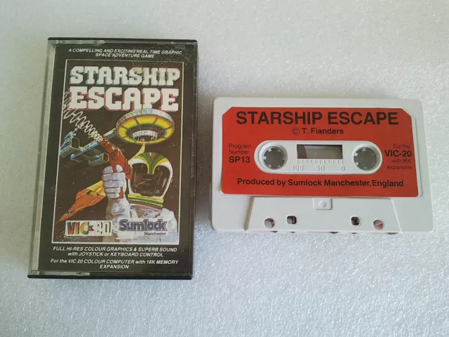 Starship Escape Vintage Commodore Vic 20 Computer Tape - Tested