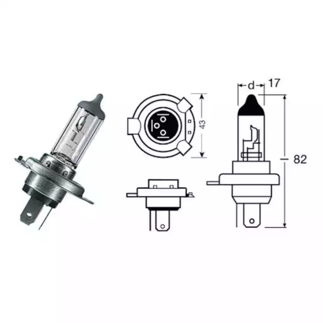 Lampe H4 12V-60 / 55W / P43T Malaguti Centro Ie 160 2008-2009