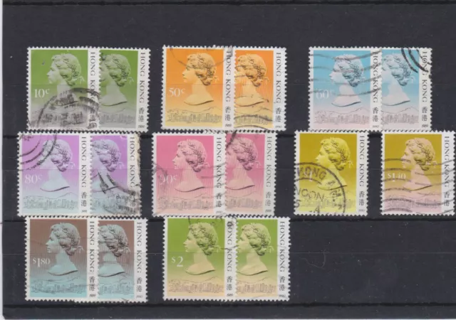 Hong Kong 1987 -1991 QEII Definitives - selection of dated values - used.