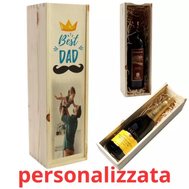 Scatola Portabottiglie di Vino Porta bottiglie in legno Personalizzata cassetta