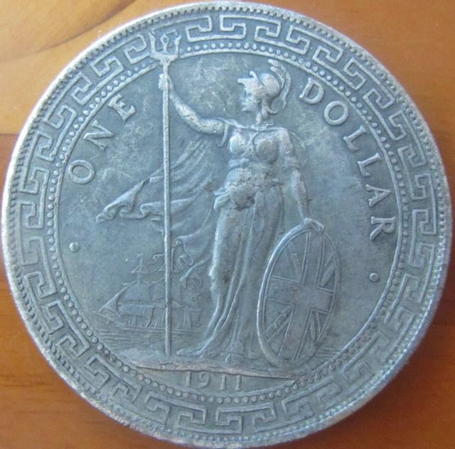 Old Chinese One Dollar   Coin Mixed  Metals Large Coin  Used