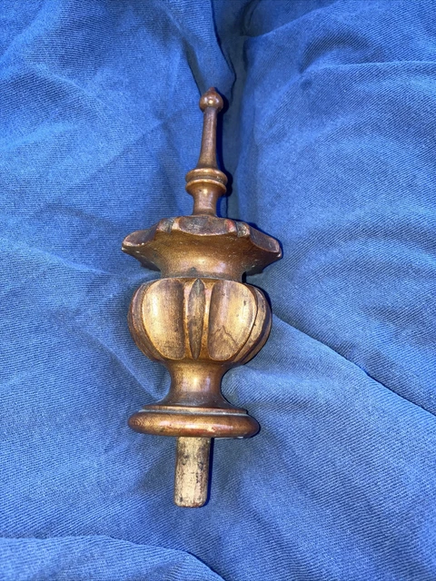 Vintage/Antique FRUITWOOD FINIAL TURNED CLOCK/BED MAHOGANY FINIAL! AMAZING!