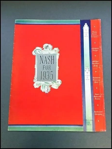 1935 Nash BIG SIZE Vintage Car Sales Brochure Catalog  Advanced Eight Ambassador