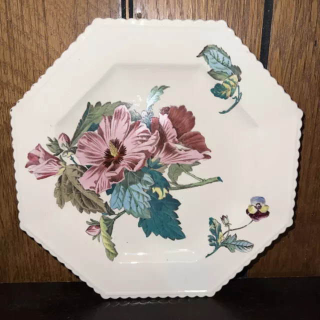 Copeland Spode 1883 Octagon Dessert Plate OOAK Floral Hand Painted Antique Mint