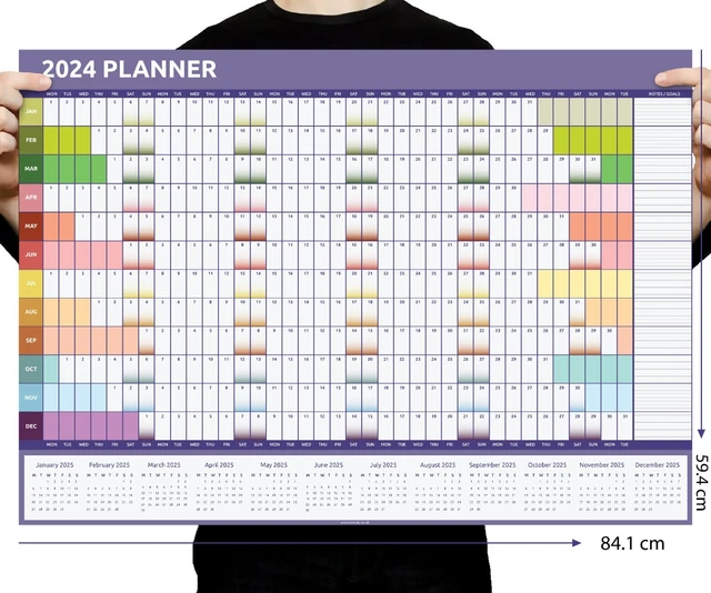 2024 A1 A2 A3 Full Year Wall Planner Calendar Home Office Work