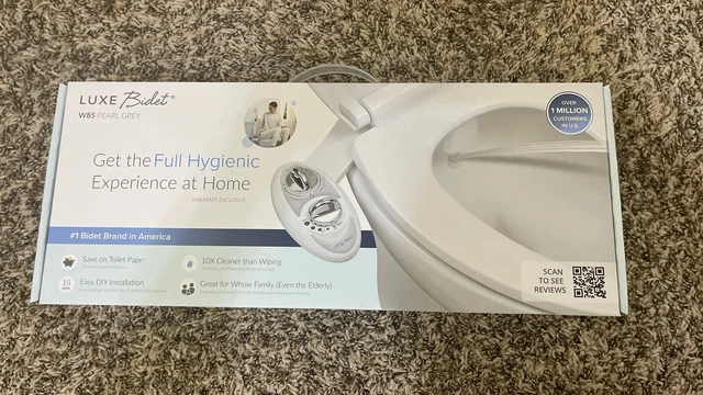 LUXE Bidet W85 Fresh Water Dual-Nozzle Non-Electric Bidet Attachment, Pearl Grey