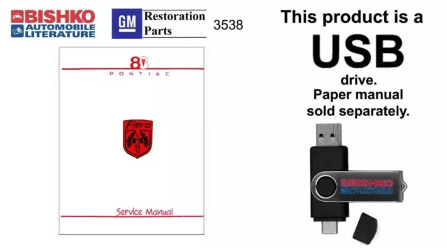 1988 Pontiac Fiero Shop Service Repair Manual USB Engine Drivetrain Electrical