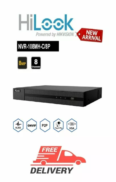 HiLook par Hikvision NVR-108MH-C/8P NVR 8 canaux, Poe