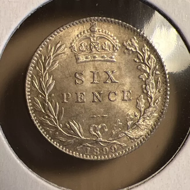 1899 Victoria Oldhead Silver Sixpence Uncirculated. 3