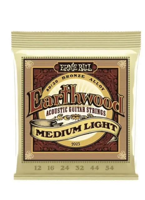 Ernie Ball PO2003 Earthwood 80/20 Bronze MediumLight 12-54 Acoustic Guitar...