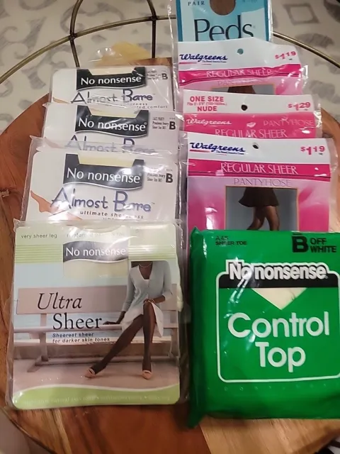 9 PAIR 3 No Nonsense Almost Bare, 1 Ultra Sheer, 1 Top Control, 3