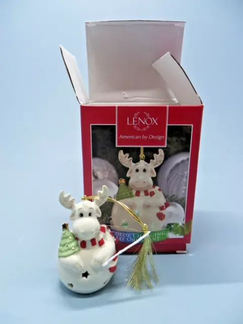 Lenox Color Changing Lit Moose Ornament 3.75 inches Tall Christmas New Open Box