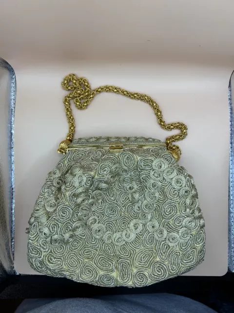 vtg walborg gold evening bag Quill Design In Excellent Preowned Condition .