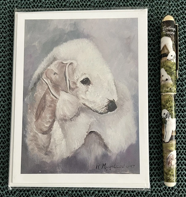 Bedlington Terrier Note Cards (4 pack) and Ink Pen ~ by Artist Ruth Maystead